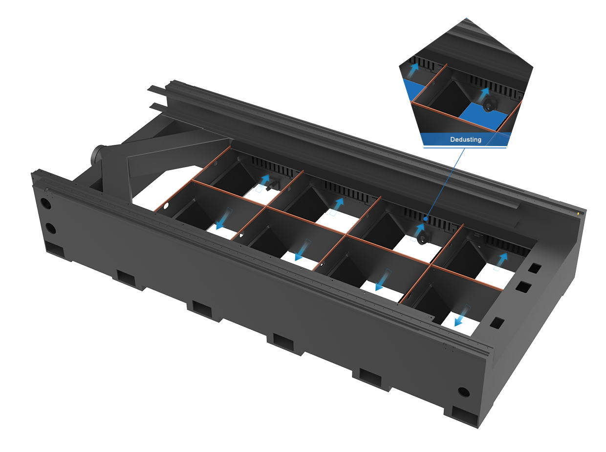 To show the dust removal system of SF3015H4 fiber lasr cutter